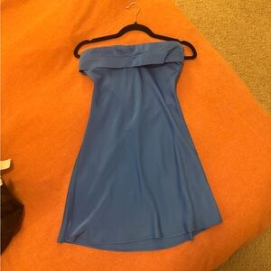 Chic Strapless Blue Dress